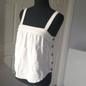 Universal Thread Tan Sleeveless Button-Side Square Neck Tank